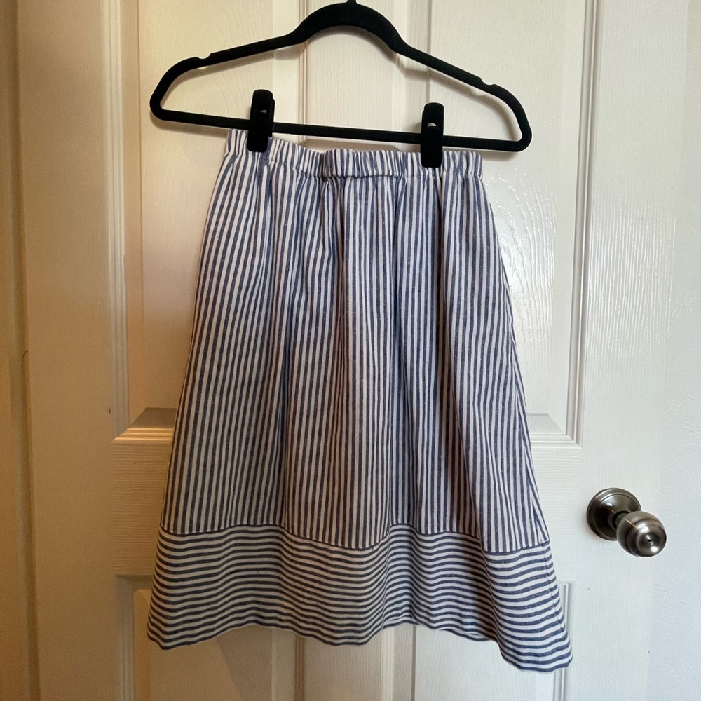 JCREW striped linen midi skirt